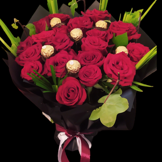 Bouquet de fleurs +chocolat 