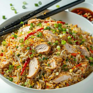 Chicken noodles fried rice
