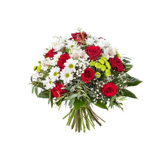 RAMO VARIADO DE ROSAS ROJAS Y MARGARITAS 