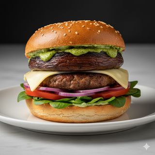 Burger veggie de portobello confitado