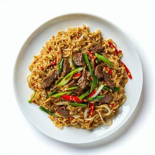 43. Spaghetti di riso saltati con manzo