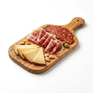 Jamón Ibérico Con Chorizo Ibérico Y Queso Curado De Oveja