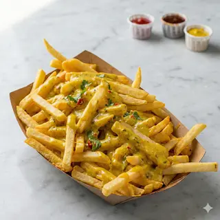 Tapa De Patatas Fritas Con Salsa Curry