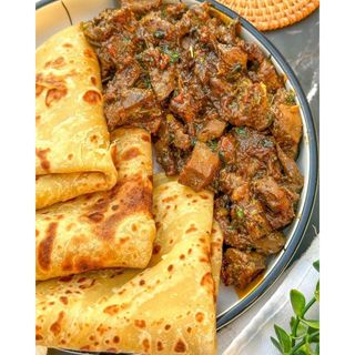 Goat Meat Wet Fry with Chapatis