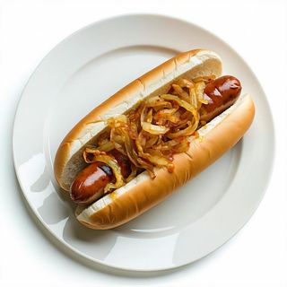Hot-dog mały z cebulą smażoną