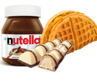 Waffles cu Nutella si Kinder bueno White