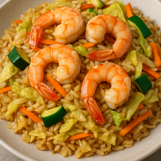 riso saltato con gamberi e verdure