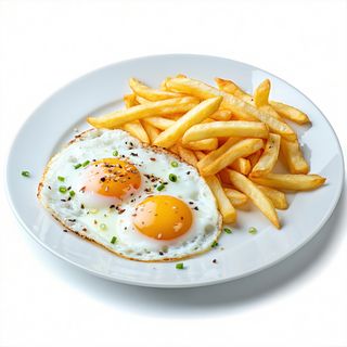 Huevos fritos con papas