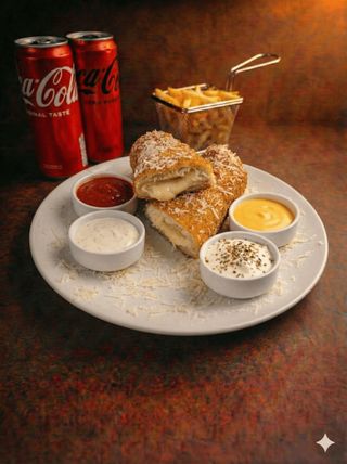 Pohovana palačinka piletina + Pomfrit + Coca Cola 0.33l