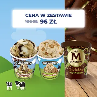 Zestaw 3 kubków Mix'n'Match - Ben&Jerry's Churificaly Churs-y 465ml + Ben&Jerry's Spectacu-love 465ml + MAGNUM La Pistache 440ml