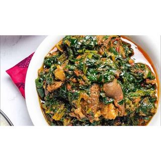 Vegetables Soup with Choice of Swallow and Beef