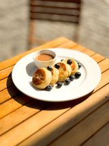 მაჭკატი კარამელით Syrniki with salted caramel