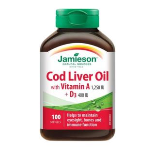 Jamieson Cod Liver Oil +Vitamin A +D3 Softgels 100's