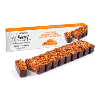 Turrón de Mandarina con Praliné de Avellana Vicens Estuche 300 Gr.