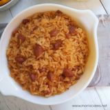 Moro de habichuela roja con pollo guisado