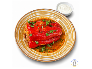 Pimientos rellenos de arroz y carne de cerdo