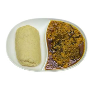 Eba with egusi with beef 