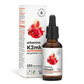 Witamina K2mk7 w płynie K2-MK7 900 kropli 30 ml AURA HERBALS