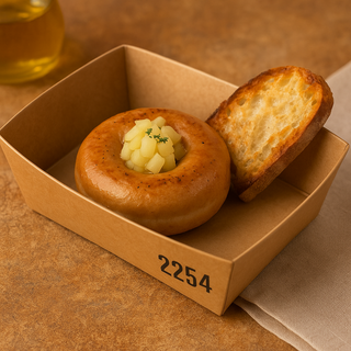 Donut de Foie Gras Micuit con Manzana y Pan de Chapata Tostado