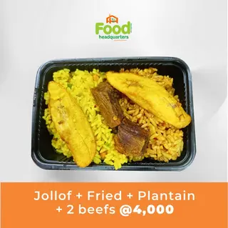 Jollof + Fried + Plantain + 2 beefs