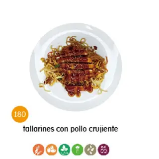 180. Tallarines Con Pollo Crujiente