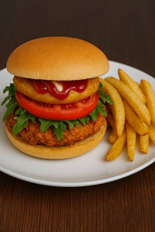 Parizer Burger cu cartofi prajiti 500g + bautura