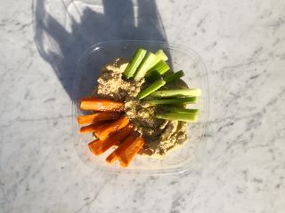 Hummus bowl with celery & carrots