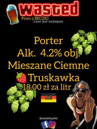 Porter Truskawka ciemne z Niemiec 4,2% 1l