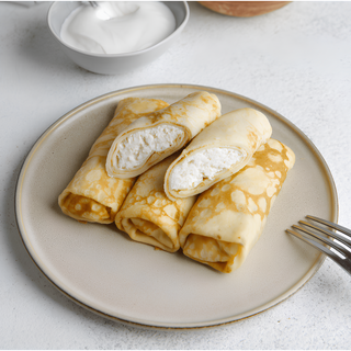 Млинці з солодким сиром та сметаною