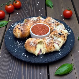 Stromboli cu pui, porumb si ciuperci