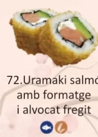 72. Uramaki Salmó Amb Formatge I Alvocat Fregit (8 Uds.)