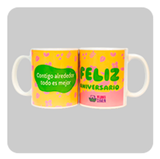 Taza Feliz Aniversario Amarilla-Rosa 1Ud.