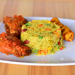 Fried Rice With plantain And Chicken/Turkey