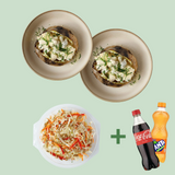 2 x Potaki în sos alb cu ciuperci și pui + Salată de varză