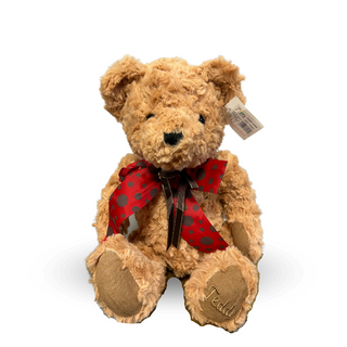 Miś Teddy z czerwoną kokardą jasny beż