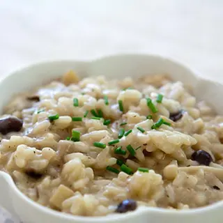 Risotto con nata y champiñones 