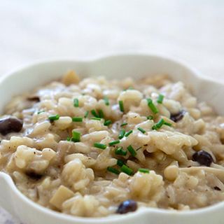 Risotto con nata y champiñones 
