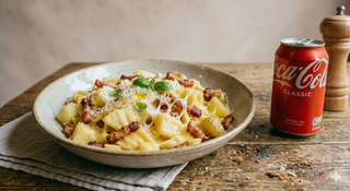 Pasta patate provola e pancetta + Bibita