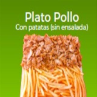 Plato de pollo con patatas y sin ensalada