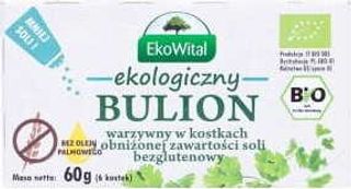 Bulion warzywny w kostkach o obniżonej zawartości soli bez oleju palmowego bezglutenowy BIO 60 g EkoWital