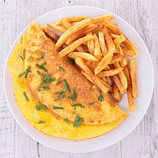 Fries and omelet