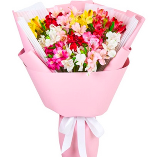 Bukiet kolorowych alstromerii 