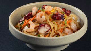 შემწვარი ატრია ზღვის პროდუქტებით