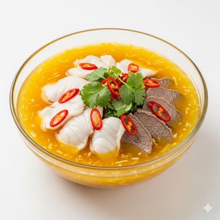 Filetti di pesce e manzo a fette in zuppa acida 酸汤肥牛鱼片