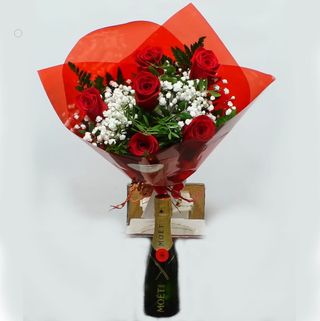 CAPRICHO DIVINO(6 Rosas & Moët 200 ml) 6,9