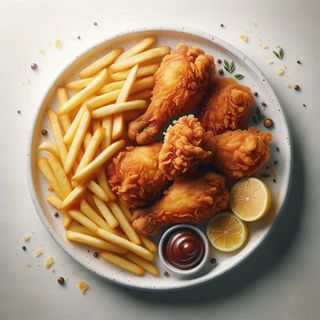 Crispy chicken with fries
