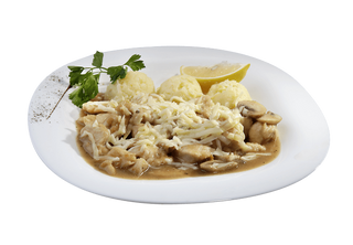 Пилешки късчета на тиган с гарнитура (350г)