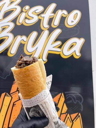 Bułka z pieczarkami