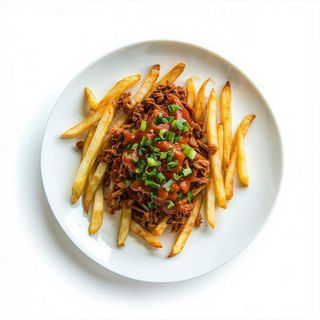 Ración De Patatas Fritas Con Carne