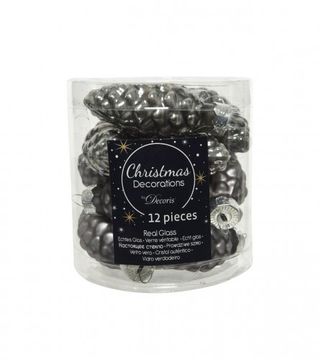 (209334) Ukras za jelku stakleni šišarka 2,5x6cm siva 12/1 12337